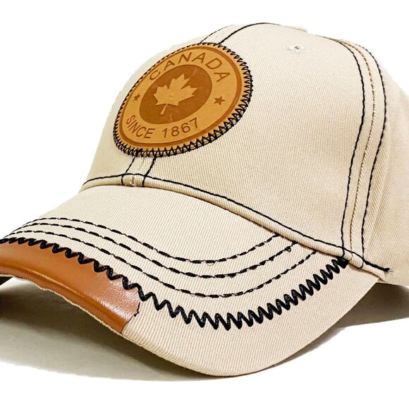 Variety To Go Canadian Baseball Hat, 100% Cotton Maple Leaf Hat (2061 Beige) - Picture 3 of 7